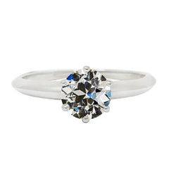 Solitaire Rond Oude Mijnwerker Echte Natuurlijke uit de aarde gewonnen Diamanten Ring 6 Prong Gezet 3 Karaat Witgoud