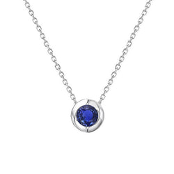Bezel Gezet Steen Halsketting – Korenbloem Saffier 1 karaat 14K