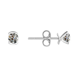14K Witgoud Bezel Gezet Diamant Oorhangers 1 karaat