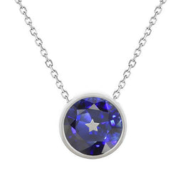 Royal Blue Saffier Bezel Gezet Edelsteen Hanger 3 karaat in 14