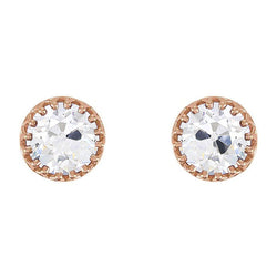 14K Rosé Goud Diamant Oorbellen – 4-karaat Old Mine Slijpvorm