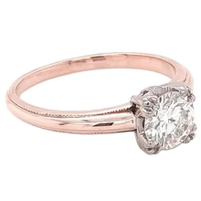 Afbeelding in Gallery-weergave laden, Solitaire Verlovingsring 1 Karaat Echt Diamant Klauwtand Milgrain Roségoud 14K
