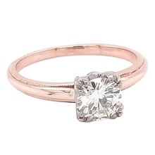 Afbeelding in Gallery-weergave laden, Solitaire Verlovingsring 1 Karaat Echt Diamant Klauwtand Milgrain Roségoud 14K
