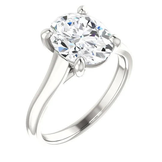 Solitaire Verlovingsring 4 Karaat Echt Diamant Trellis Setting Vrouwen Sieraden