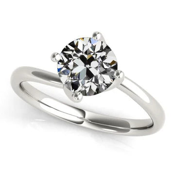 Solitaire Verlovingsring Rond Old Mine Cut Echt Diamond Gold 2 Karaat