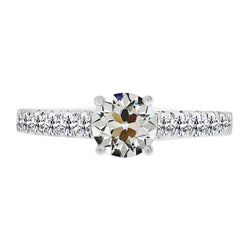 14K Witgoud Diamant Solitaire Ring met Accenten – 3-karaat
