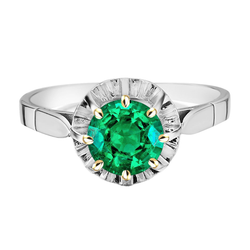 Smaragd Gekleurde Steen Ring – 14 Karaat Tweekleurig Goud 2,50
