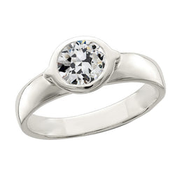 Solitaire Ring Ronde Oude Mijn Geslepen Echt Diamanten Ring Set 1,50 Karaat
