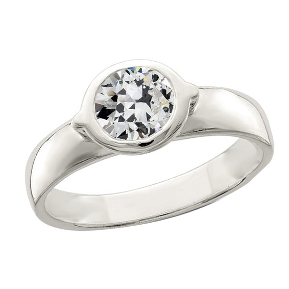 Solitaire Ring Ronde Oude Mijn Geslepen Echt Diamanten Ring Set 1,50 Karaat