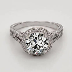 Solitaire Ring Rond Oude Mijnwerker Natuurlijke uit de aarde gewonnen Diamant Witgoud 2 Karaat Sieraden
