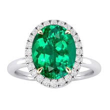Afbeelding in Gallery-weergave laden, Smaragd Gekleurde Steen Ring 3,50-karaat Bicolor 14K Goud – hoofdaanzicht

