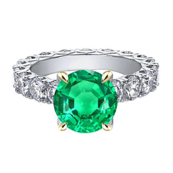 Rond Geslepen Colombiaanse Smaragd Gekleurde Steen Ring – 4