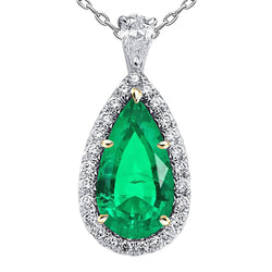 Smaragd Steen Halsketting – GIA Gekeurd 6 karaat Tweekleurig 14K