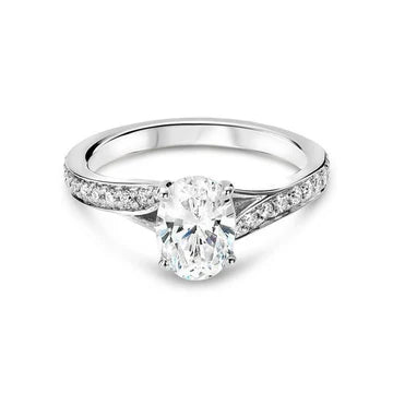 Sprankelend Ovaal En Rond 2,50 Karaat Echt Diamanten Solitaire Ring Met Accenten