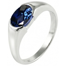 Afbeelding in Gallery-weergave laden, Sprankelende 2 karaats ovale Ceylon blauwe saffier Solitaire ring
