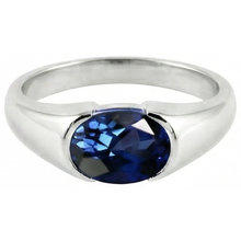 Afbeelding in Gallery-weergave laden, Sprankelende 2 karaats ovale Ceylon blauwe saffier Solitaire ring
