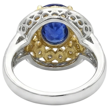 Afbeelding in Gallery-weergave laden, Sprankelende 3.11 ct ovale tanzaniet Natuurlijke echte diamanten ( niet in een laboratorium gekweekt ) ring tweekleurig goud
