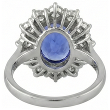 Afbeelding in Gallery-weergave laden, echte round tanzaniet 3karaat ring met diamantaccenten
