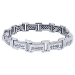 Sprankelende 10 Karaat Prinsesslijpsel Echte Natuurlijke uit de a aarde gewonnen Diamanten Witgouden Heren Armband