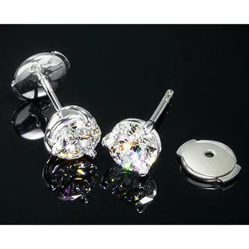 Sprankelende 3 Karaat Ronde Echt Diamanten Oorknopjes Martini Squeeze & Lock