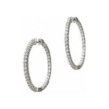 Sprankelende 3,90 Karaat Echt Diamanten Dame Hoepel Oorbellen Goud Wit 14K