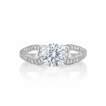 Sprankelende Briljant Geslepen Echt Diamanten Solitaire Ring Met Accenten 2,80 Karaat