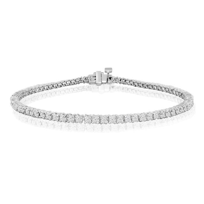 Sprankelende Echt Diamanten Tennisarmband Met Pinnen, 4 Karaats Witgoud 14k