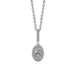 Sprankelende Ovale En Ronde Geslepen Echt Diamanten Hanger 1,72 Ct 14K Witgoud