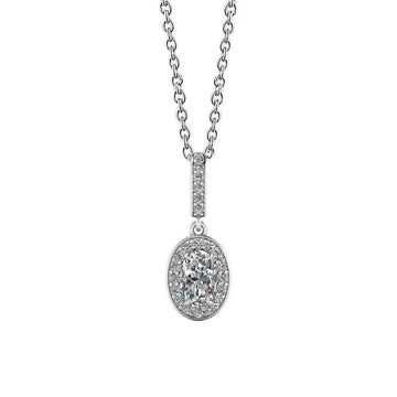 Sprankelende Ovale En Ronde Geslepen Echt Diamanten Hanger 1,72 Ct 14K Witgoud