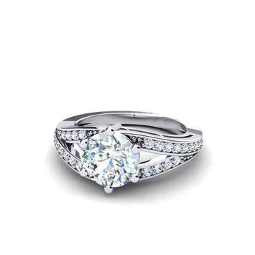 Sprankelende Ronde Geslepen Echt Diamanten Ring Van 2,20 Karaat 14K Witgoud