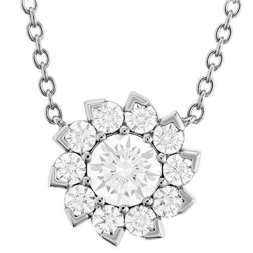 Sprankelende Ronde Geslepen Echt Diamanten Halsketting Hanger 2.70 Karaat Wit Goud 14K