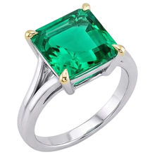 Afbeelding in Gallery-weergave laden, Smaragd Slijpvorm Smaragd ring in Tweekleurig 14K Goud – vooraanzicht

