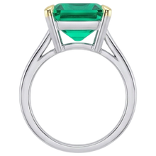 Afbeelding in Gallery-weergave laden, Smaragd Sieraadsteen Ring 5 karaat Tweekleurig 14K Goud – bovenaanzicht

