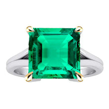Afbeelding in Gallery-weergave laden, Smaragd Smaragd Slijpvorm Sieraadsteen Ring in Tweekleurig 14K Goud – hoofdaanzicht
