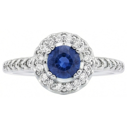 Sri Lanka Blauwe Saffier En Diamanten Ring Wit Goud 1.60 Ct