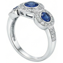 Afbeelding in Gallery-weergave laden, Sri Lanka Saffier Natuurlijk uit de aarde gewonnen Diamanten 4.50 Ct Ring Goud Drie-Steens Stijl
