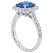 Afbeelding in Gallery-weergave laden, Sri Lanka Saffier Diamanten Ring Goud Wit 14K 3.35 Karaat
