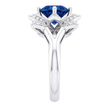 Afbeelding in Gallery-weergave laden, Sri Lanka Saffier Met Diamanten 3 Ct Bloem Ring Wit Goud 14K
