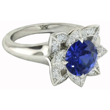 Afbeelding in Gallery-weergave laden, Sri Lanka Saffier &amp; Diamanten Trouwring 2.50 Karaat Wit Goud 14K
