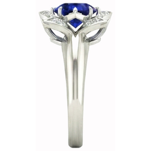 Afbeelding in Gallery-weergave laden, Sri Lanka Saffier &amp; Diamanten Trouwring 2.50 Karaat Wit Goud 14K
