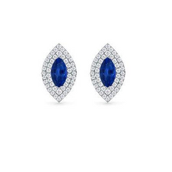 Sri Lanka Sapphire En Diamond Women Stud Halo Oorbellen