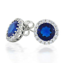 Sri Lanka Sapphire Halo Diamond Stud Earring Gouden Sieraden 3.60 Ct.