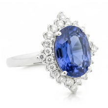 Afbeelding in Gallery-weergave laden, Sri Lanka Kleur Saffier Ovaal IGI GECERTIFICEERDE Diamanten Ring 8.51 Karaat Edelsteen Sieraden
