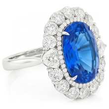 Afbeelding in Gallery-weergave laden, Sri Lanka Blauwe Saffier Natuurlijke uit de aarde gewonnen Diamant 8.25 Ct Ring Witgoud 14K
