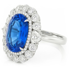 Afbeelding in Gallery-weergave laden, Sri Lanka Blauwe Saffier Natuurlijke uit de aarde gewonnen Diamant 8.25 Ct Ring Witgoud 14K
