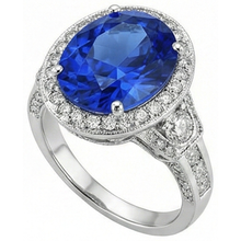 Afbeelding in Gallery-weergave laden, Sri Lanka blauwe saffier Natuurlijke echte diamanten ( niet in een laboratorium gekweekt ) ring 5,33 karaat wit goud 14K nieuw
