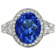 Afbeelding in Gallery-weergave laden, Sri Lanka blauwe saffier Natuurlijke echte diamanten ( niet in een laboratorium gekweekt ) ring 5,33 karaat wit goud 14K nieuw
