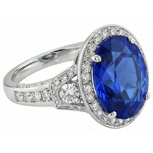 Afbeelding in Gallery-weergave laden, Sri Lanka blauwe saffier Natuurlijke echte diamanten ( niet in een laboratorium gekweekt ) ring 5,33 karaat wit goud 14K nieuw
