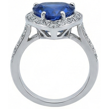 Afbeelding in Gallery-weergave laden, Sri Lanka Blauwe Saffier uit de aarde gewonnen Diamanten Ring Witgoud 4.5 Ct
