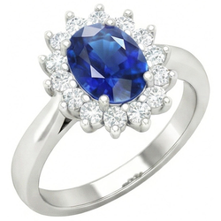 Sri Lanka blauwe saffier Natuurlijke echte diamanten ( niet in een laboratorium gekweekt ) verlovingsring 2.60 ct witgoud 14k